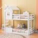 House Bunk Bed for Kids, Twin Over Twin Wood Bunk Bed with Roof, Window, Guardrail, Ladder, House-Shaped Bed for Girls Boys