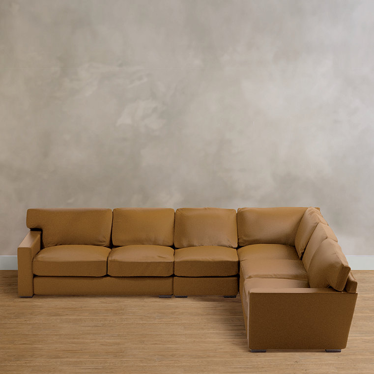 Salem Upholstered Sectional - Pre-Configured, Leather, Leather / 4-Pc Sectional, Pecan Leather / 4 Pc Sectional - Grandin Road