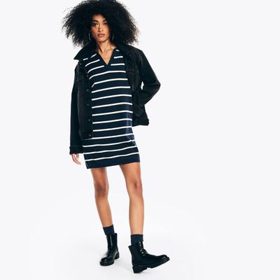 Nautica Women's Striped Sweater Dress Stellar Blue Heather, XXL