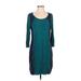 Gianni Bini Casual Dress: Teal Color Block Dresses - Women's Size Large