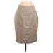 Ann Taylor Casual Pencil Skirt Knee Length: Gold Print Bottoms - Women's Size 2 Petite