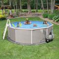 Blue Wave Products Belize Round 52-in Deep 6-in Top Rail Swimming Pool Package Steel in Gray/White | 15' W x 52" H | Wayfair NB3031
