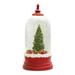 10.5" Red & Green Lighted Christmas Snow Globe with Tree 6-Hour Timer