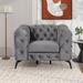 40.5" Velvet Upholstered Accent Sofa,Single Sofa Chair with Button Tufted Back, Round Arm Sofa, Deep Cushions