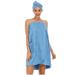 Women Bath Wrap Spa Towel & Hair Towel Terry Cloth Towel Wrap Adjustable Bathrobe