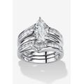Women's 3.57 Cttw. Cubic Zirconia 2 Piece Bridal Ring Set In .925 Sterling Silver by PalmBeach Jewelry in White (Size 8)