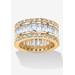 Women's 9.34 Tcw Emerald-Cut Cubic Zirconia Eternity Band In 14K Gold-Plated Sterling Silver by PalmBeach Jewelry in White (Size 11)