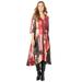 Plus Size Women's Easy Faux Wrap Dress by Catherines in Poppy Red Abstract Brushstroke (Size 3X)