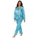 Plus Size Women's The Luxe Satin Pajama Set by Amoureuse in Deep Teal Paisley (Size 38/40) Pajamas