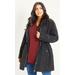 Faux Fur Collar Padded Coat - black