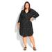 Woven Print Shirt Dress - black spot