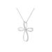 Women's Sterling Silver Diamond Accent Cross Ribbon Pendant Necklace by Haus of Brilliance in White