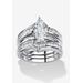 Women's 3.57 Cttw. Cubic Zirconia 2 Piece Bridal Ring Set In .925 Sterling Silver by PalmBeach Jewelry in White (Size 9)