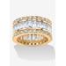 Women's 9.34 Tcw Emerald-Cut Cubic Zirconia Eternity Band In 14K Gold-Plated Sterling Silver by PalmBeach Jewelry in White (Size 7)