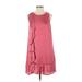 ASTR The Label Casual Dress - A-Line Crew Neck Sleeveless: Pink Print Dresses - Women's Size Small