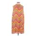 Glamour Casual Dress - Shift Mock Sleeveless: Yellow Chevron/Herringbone Dresses - Women's Size 10