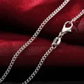 New 925 Sterling Silver Necklace 16/18/20/22/24/26/28/30 Inches 2MM String chain for Women Men high