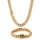 Hip-Hop Golden Curb Cuban Link Chain Stainless Steel Necklace for Men and Women Gold Silver Color