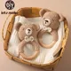 1PC Crochet Animal Bear Rattle Toy Soother Bracelet Wooden Teether Ring Baby Product Mobile Pram