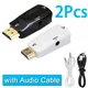 2Pcs HDMI-compatible Male to VGA Female Adapter HD 1080P Audio Cable Converter For PC Laptop TV Box