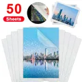 50 Sheets A4 Cold Laminating Film Holographic Sand Foil Adhesive Tape Back Stars Hot Stamping On