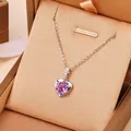 100% Moissanite Necklace 925 Sterling Silver 2CT Heart Cut Diamond Solitaire Pendant Necklace for