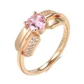 Kinel 2022 Luxury Pink Princess Cut Natural Zircon Ring for Women 585 Rose Gold Bride Ring Lady