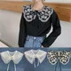 White Lace Fake Collar Blouse Detachable Collar For Women Clothes Accessories Vintage Ladies Shirt