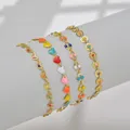 1PC Fashion 304 Stainless Steel Link Chain Gold Color Bracelets Multicolor Enamel Heart Moon Charms