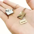 Personalized Letter Envelope Necklace Stainless Steel Locket Jewelry Secret Love Note Pendant