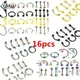 8/16PCS Stainless Steel Fashion 16G Titanium Anodized Body Jewelry Helix Piercing Ear Eyebrow Nose