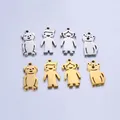 5pcs/Lot 100% Stainless Steel Boy Girl Dog Cat Child Kid Charms Family Tewelry Pendants DIY Necklace