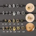 1Piece Retro Black Zircon Snowflake Hand Nose Stud for Women 316L Stainless Steel L Shape Nose Stud