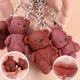 Cute Bear Keychain Lip Mud Matte Velvet Mousse Grey Pink Lipstick Waterproof Long Lasting Non-Stick