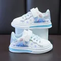 Disney Girls' White Shoes PU Leather Cartoon Princess Elsa Frozen Shoes Spring Girl Baby Waterproof