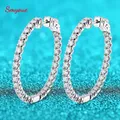 Smyoue 18K Plated 1.74-6.5cttw All Moissanite Hoop Earrings for Women Lab Diamond Jewelry 100% 925