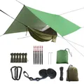 Camping Hammock with Bug Net and Rainfly Tarp 118x118in Portable Waterproof and UV Protection