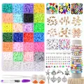 7200Pcs/Box 6mm Clay Bracelet Beads for Jewelry Making Kit Flat Round Polymer Clay Heishi Beads DIY