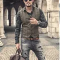 Silver New Plaid Suit Vest For Men Wool Tweed Casual Slim Fit Waistcoat Formal Business Vest For