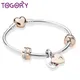 Love You Forever Beads Charm Bracelets DIY Elegant Silver Color Snake Chain Bracelets For Women