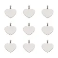 Pandahall 10pcs Heart Stainless Steel Stamping Blank Tag Pendants Charms With Snap on Bails For