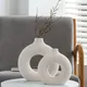 Nordic Vase Circular Hollow Ceramic Donuts Flower Pot Home Living Room Decoration Accessories