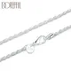 DOTEFFIL 925 Sterling Silver 16/18/20/22/24 Inch 3mm Hemp Rope Chain Necklace For Women Fashion