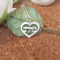 Free Box Custom Hebrew Name Necklace Stainless Steel Sweater Chain Heart Pendant Necklace Women