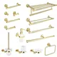 Golden Towel Rack Towel Bar Ring Brushed Gold Hardware Set Robe Coat Hook Toilet Tissue Paper Holder