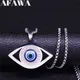 Islam Hamsa Evil Blue Eye Necklace Stainless Steel Turkish Eye Necklace Greek Jewelry ojo turco
