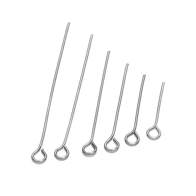 100pcs 20 25 30 35 40 45 50 mm Stainless steel Eye Pins Findings Eye Head Pins For Jewelry Making Supplies DIY Craft Accessories