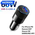 66W USB Car Charger Quick Charge 3.0 Type C Fast Charging Phone Adapter for iPhone 13 12 11 Pro Max