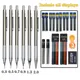 Metal Mechanical Pencil Set Art 2B HB Color Lead Refills With Pencil Sharpener Erasers Drawing for