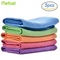 5Pcs Kitchen Cleaning Towel Anti-Grease Wiping Rags Absorbable Fish Scale Wipe Cloth Glass Window